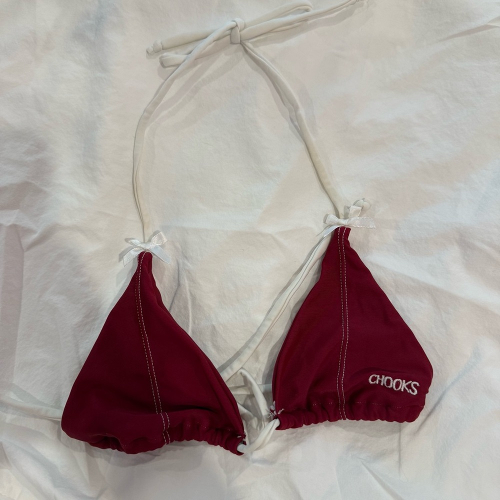 Boutine LA Chooks Red and White Triangle Bikini Top